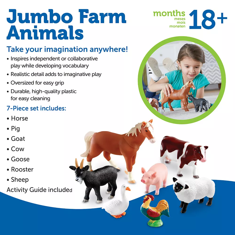 Learning Resources 7-pc. Jumbo Farm Animals - Image 6