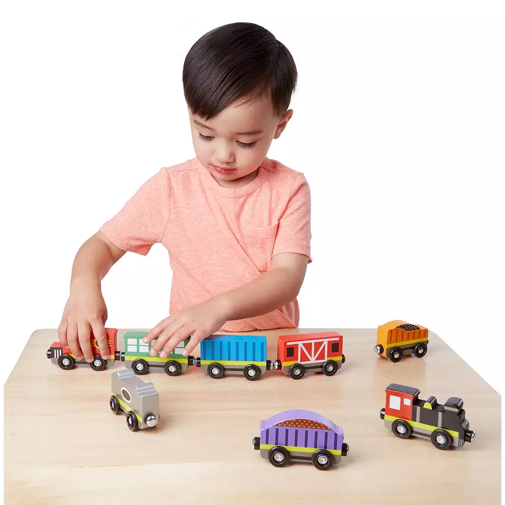 Melissa & Doug Wooden Train Cars Set - Image 2
