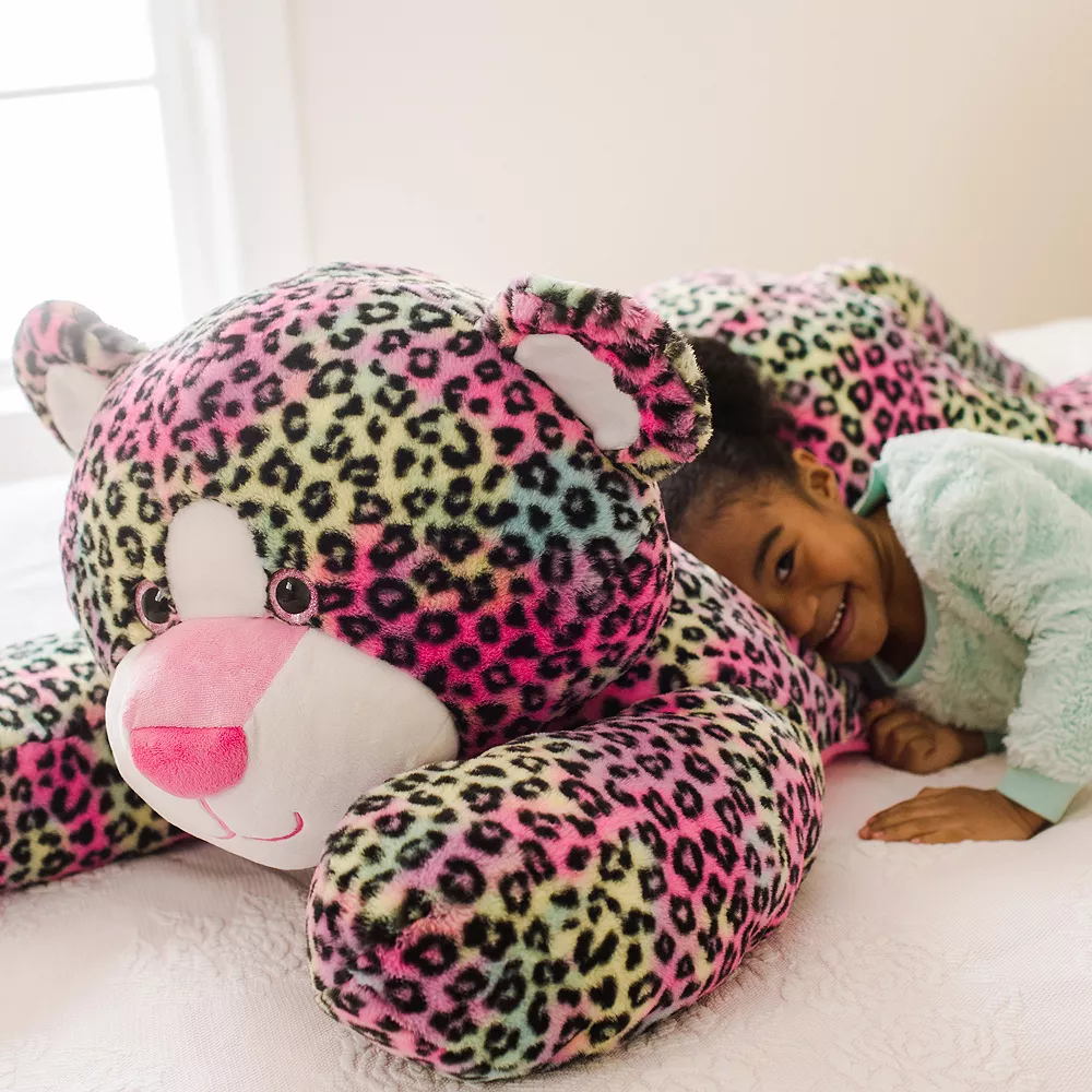 Animal Adventure® Sqoosh2Poof Jumbo Plush 44" Rainbow Leopard Character Compressed Inside Small Box - Image 2