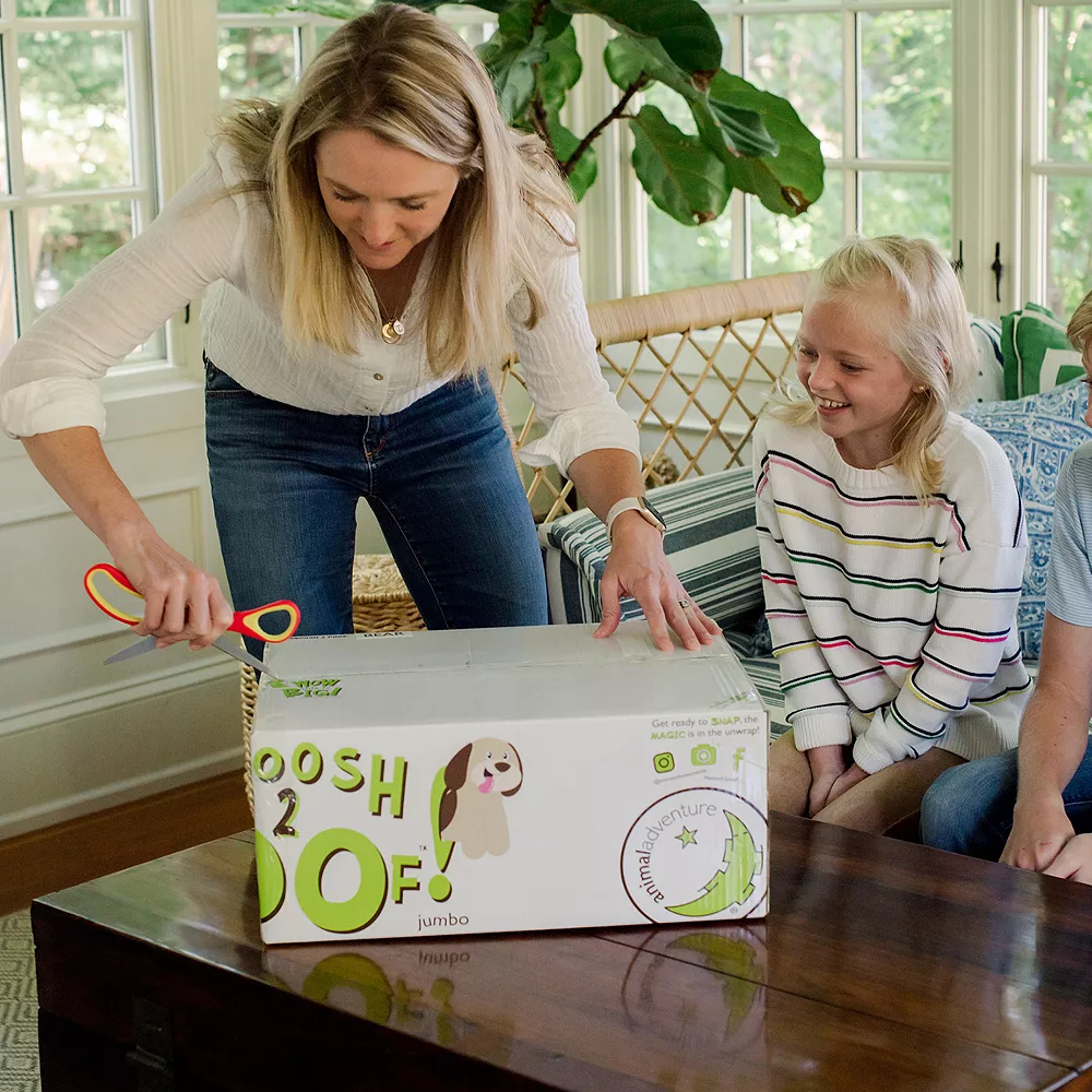 Animal Adventure® Sqoosh2Poof Jumbo Plush 44" Rainbow Leopard Character Compressed Inside Small Box - Image 3