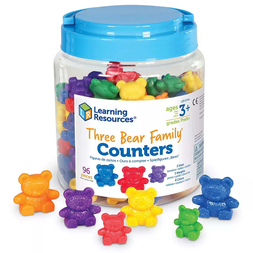 Learning Resources Three Bear Family Rainbow Counters, Set Of 96