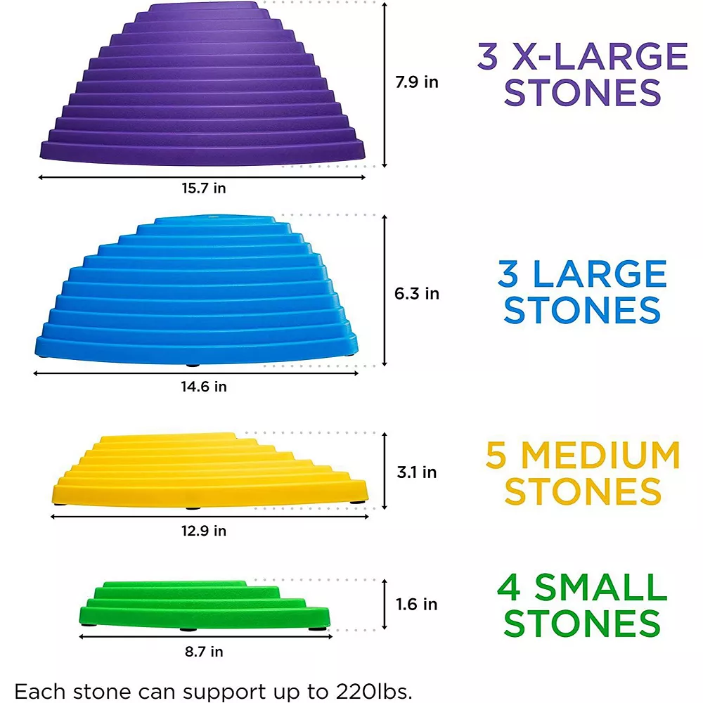 Sunny & Fun 15pc Balance Stepping Stones For Kids, Obstacle Course Stones For Indoor & Outdoor Fun - Image 2