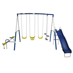 XDP Recreation Playground Galore Outdoor Swing Set W/Glider, 3 Swings & Slide