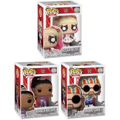 Funko Pop! WWE Collectors 3-Pack: Alexa Bliss, Bianca Bel Air, And Dude Love Figures Bundle