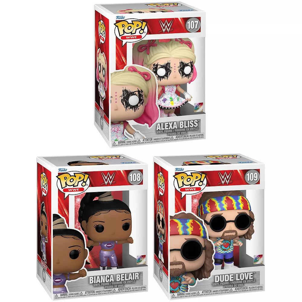 Funko Pop! WWE Collectors 3-Pack: Alexa Bliss, Bianca Bel Air, And Dude Love Figures Bundle