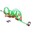 Qaba Track Builder Loop Kit Criss Cross Track Set Starter Kit With Pull Back Cars For 3 6 Years Old Boys And Girls Green
