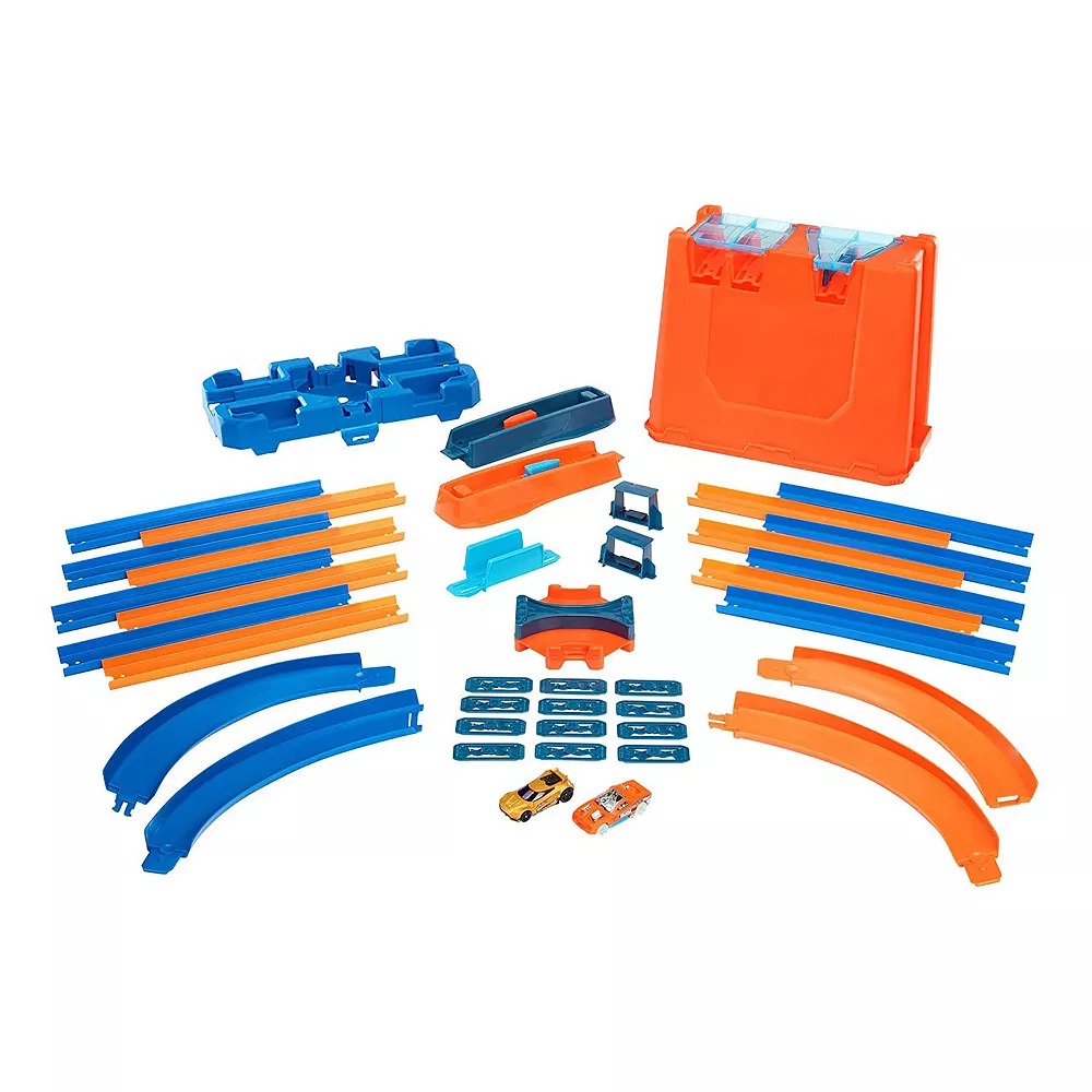Hot Wheels Toy Car Track Builder 36 Piece Deluxe Stunt Box With 15 Feet Of Track - Image 2