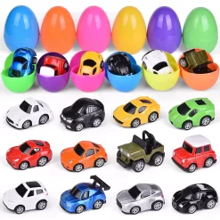 12 PCs Easter Eggs Prefilled With Diecast Cars